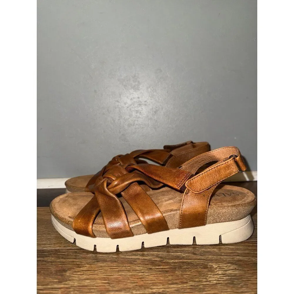 Salvia Birch‎ Veronica Cognac Leather Sandals Size 38 -7.5